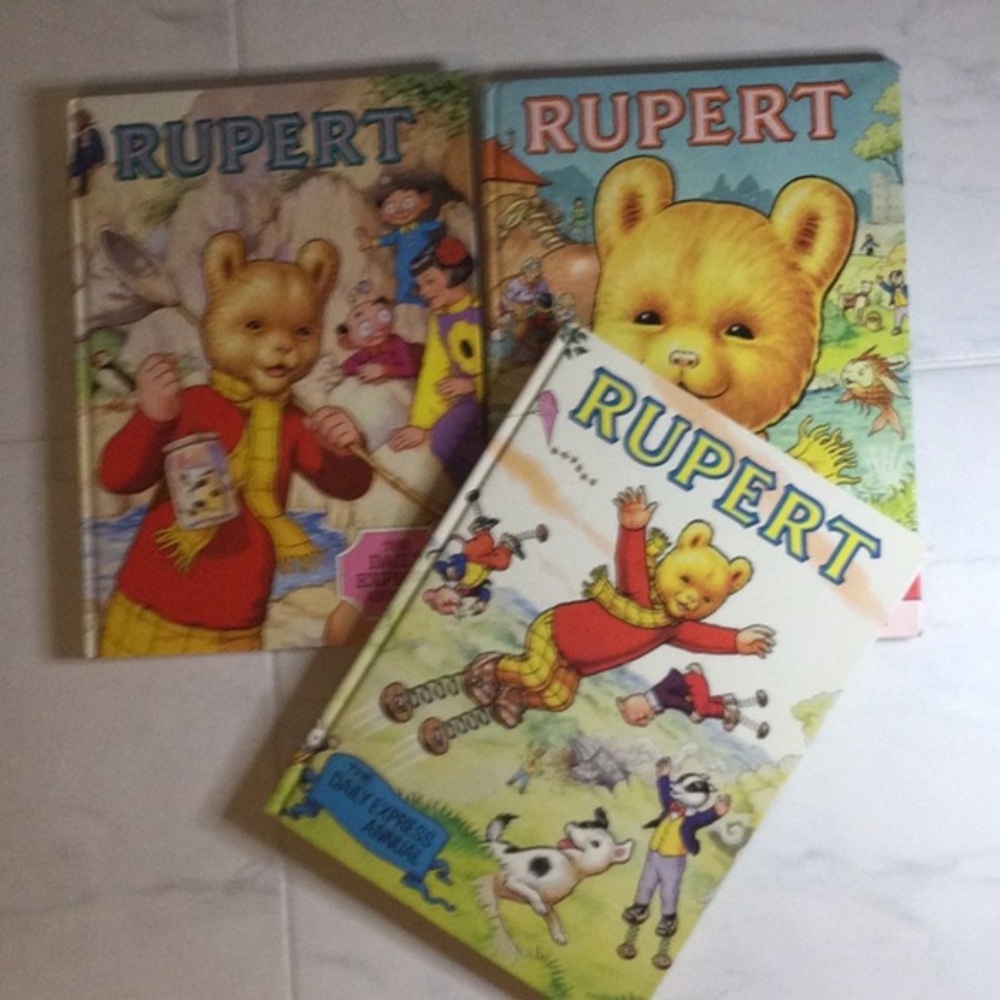 3 vintage Rupert books in good condition
